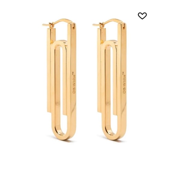 Modern Gold Paperclip Hoop Earrings - Picture 2 of 11